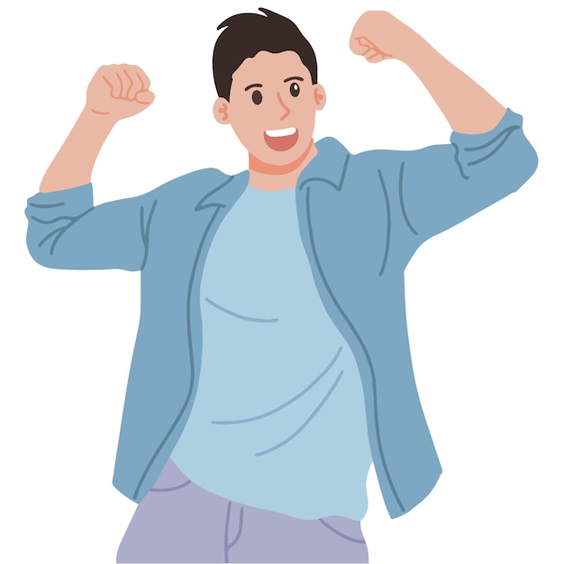 Portrait a man very excited illustration