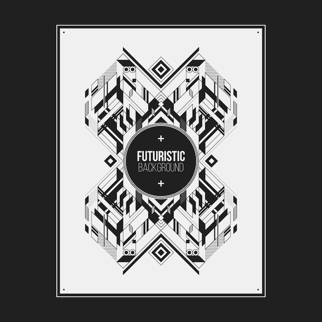 Poster/print design template with symmetric abstract element on white background. Useful for book and magazine covers.