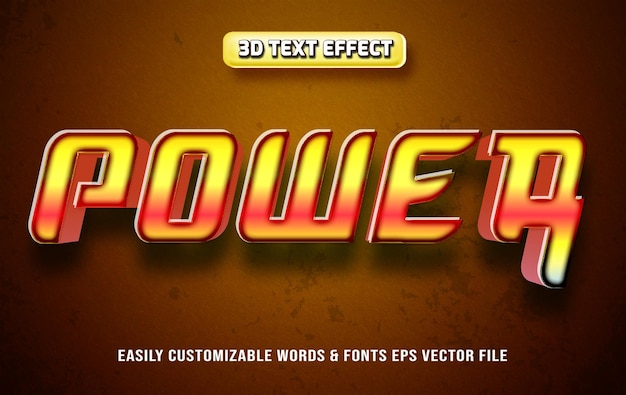 Power red 3d editable text effect style