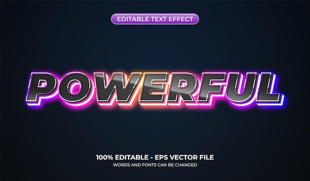 Powerful neon text effect Editable glowing graphic styles Luminous gradient effect