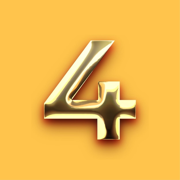 Premium Chrome Gold Number 4 Icon with Customizable Yellow Backdrop