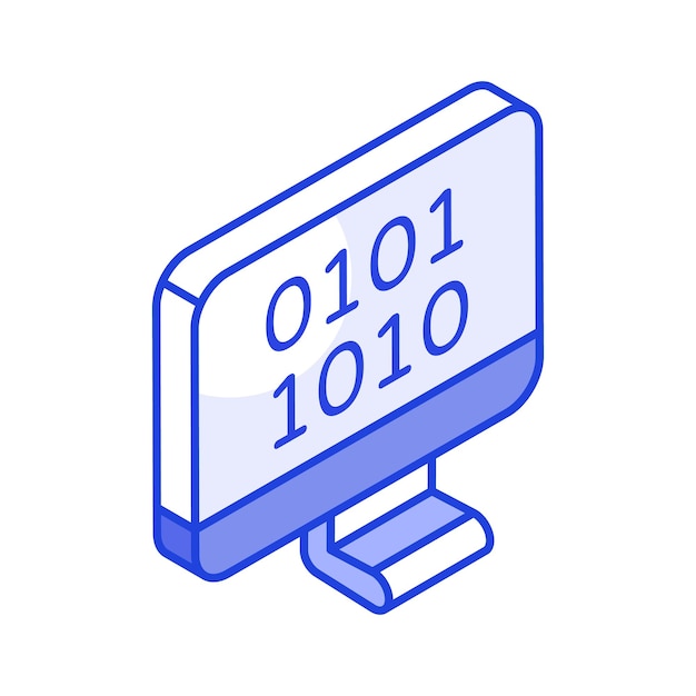 premium isometric icon of binary coding in trendy style