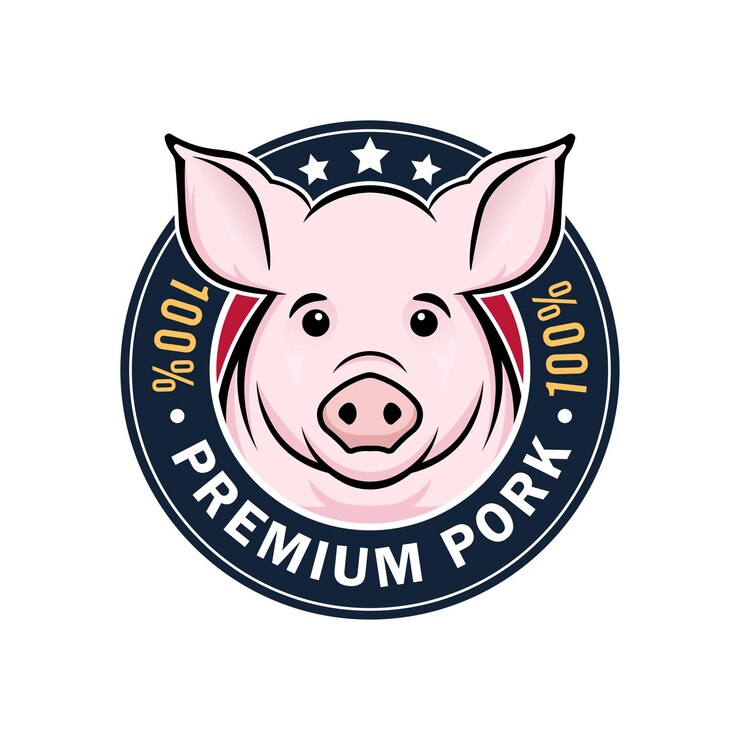 Premium Quality Pork Meat Badge Design100 Percent Fresh Organic Seal Logo