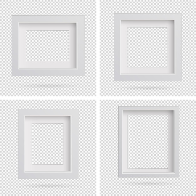Presentasjon rektangulær bilderammes designelement med skygge på transparent bakgrunn 3D Board Banner-vegg på isolert ren tom vektorillustrasjon EPS 10 for fotobilde tekst