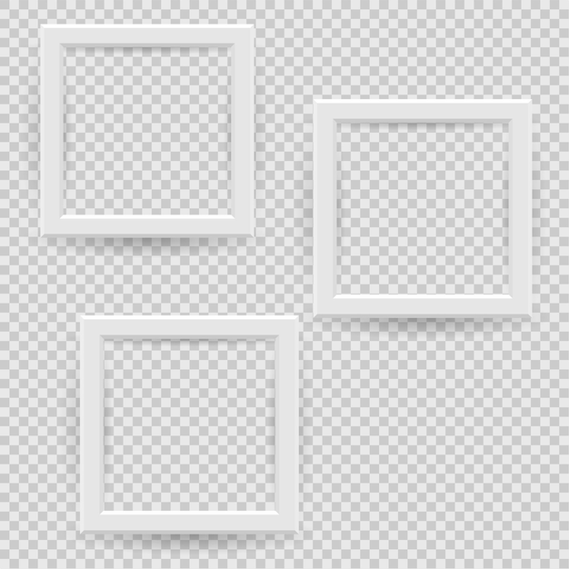 Presentation rectangular picture frame design element with shadow on transparent background