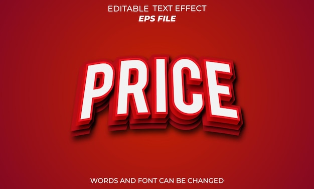 price text effect font editable typography 3d text vector template