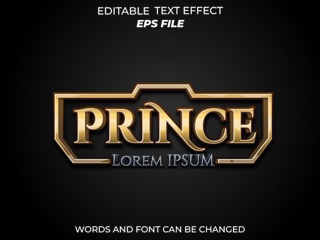 prince text effect font editable typography 3d text for badge game