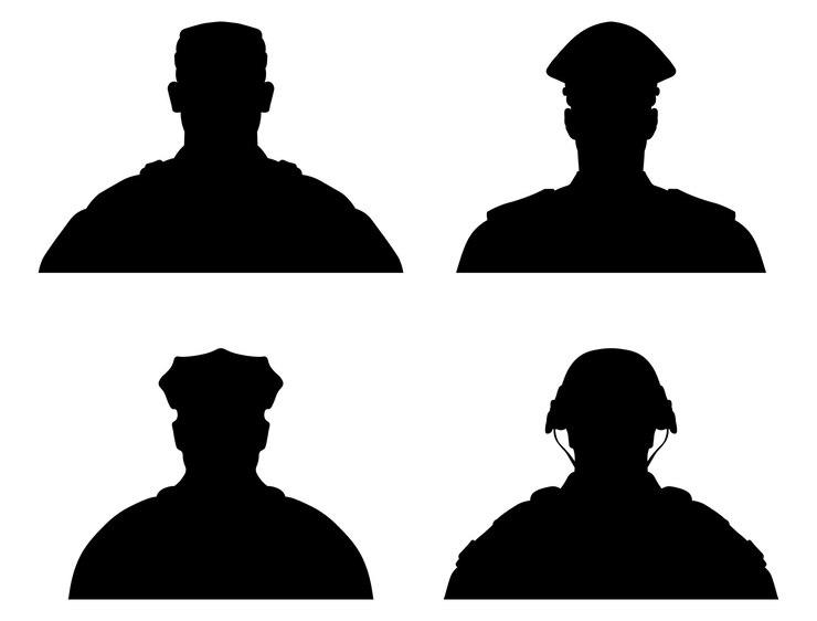 PrintAvatar profile army and police face silhouette or icon Unknown or anonymous person Vector