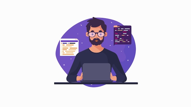 professional programmer creating website concept with laptop