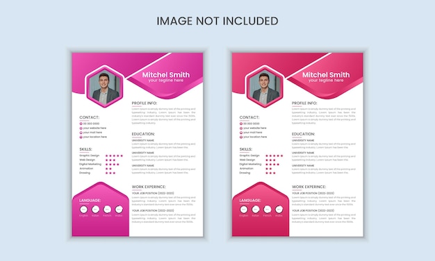 Professional vector resume or cv design template for your business
