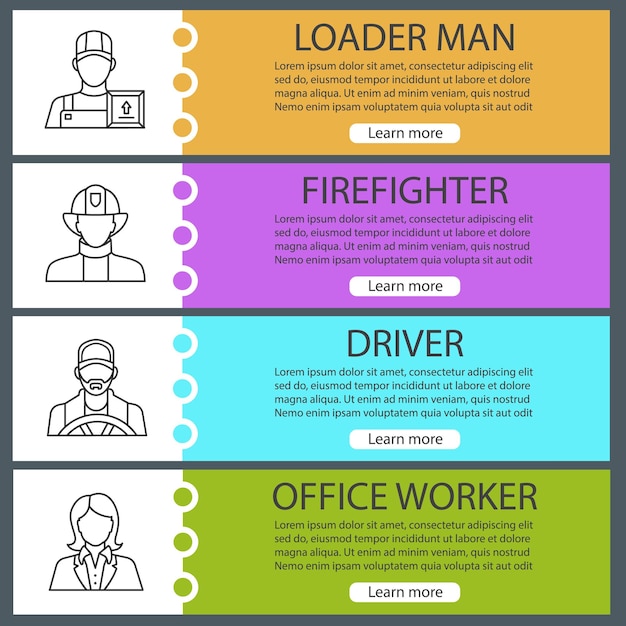 professions web banner templates set
