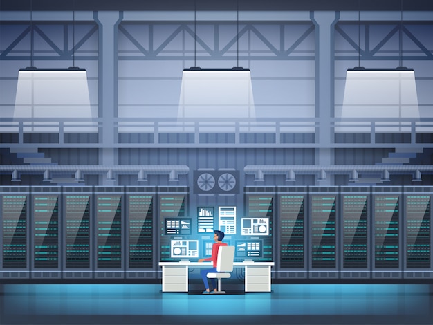 Programmer in data center 