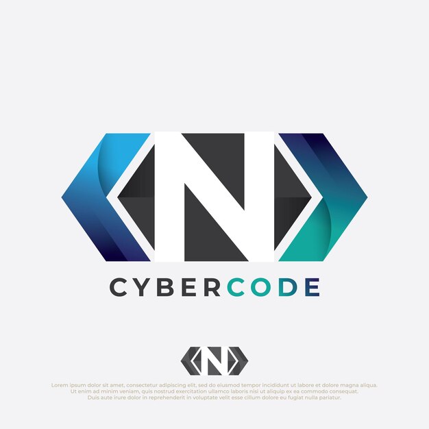 Programmer logo with letter N design Code Icon in trendy flat style isolated on white background