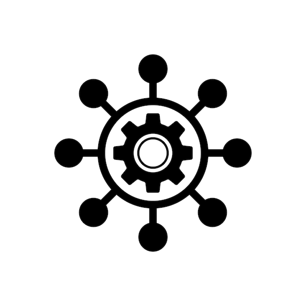 project management vector icon filled flat sign for mobile concept and web design hub and spokes and gear solid icon symbol logo illustration pixel perfect vector graphics