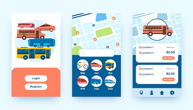 Public transport hand drawn app design