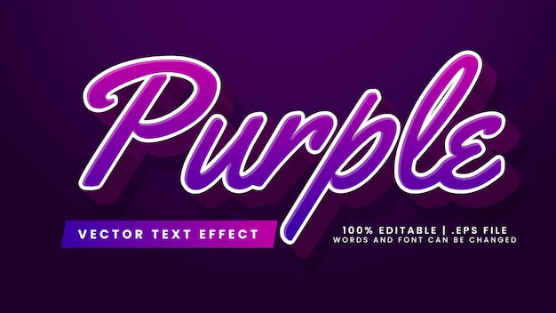 Purple editable 3d text effect with elegant and nice text style
