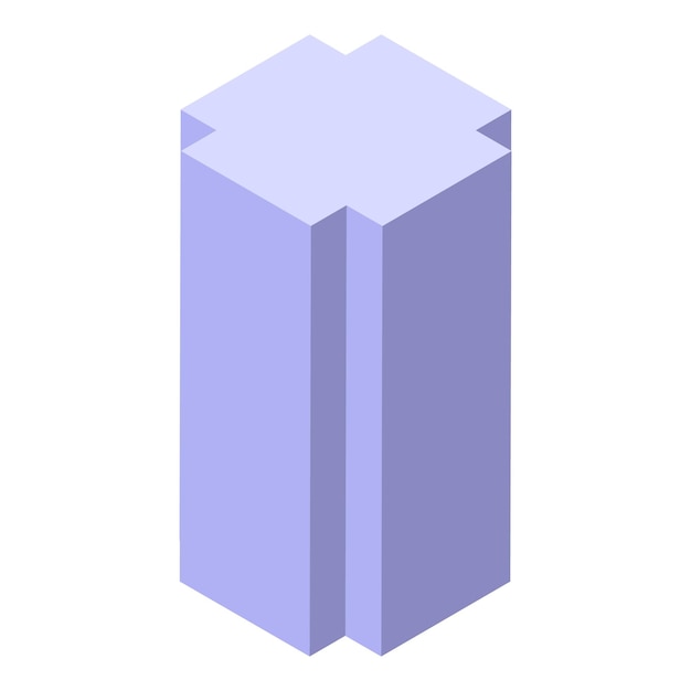 Purple rectangular cuboid shape standing vertically with extruded top