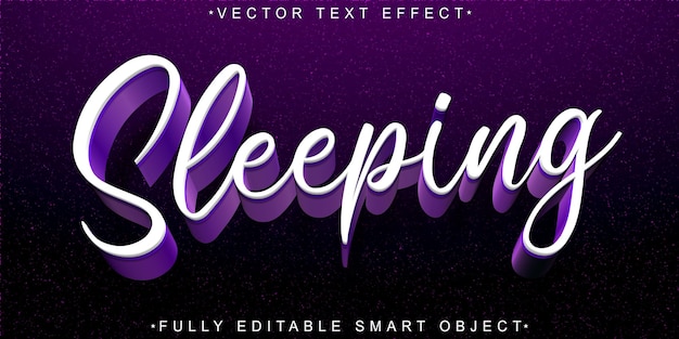 purple sleeping vector fully editable smart object text effect