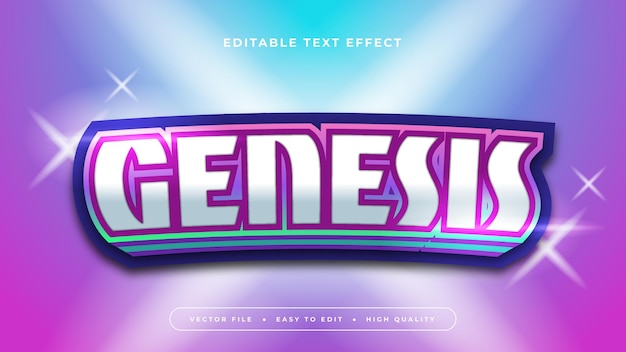 Purple violet white and blue genesis 3d editable text effect font style