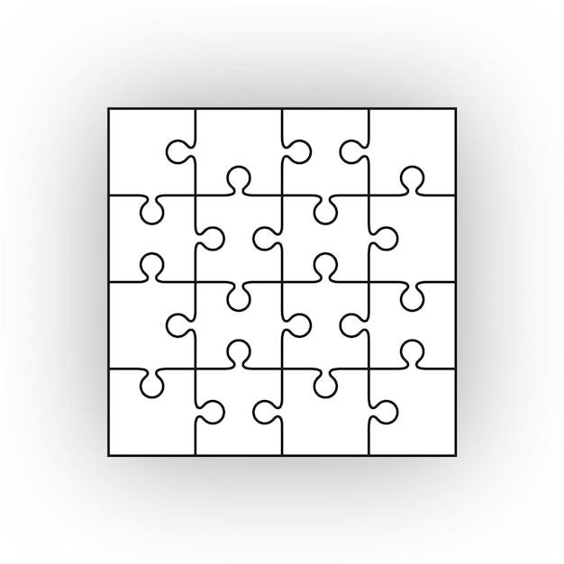 Puzzle pieces. Jigsaw outline grid. Thinking game. Simple mosaic layout. Modern puzzle backgroun