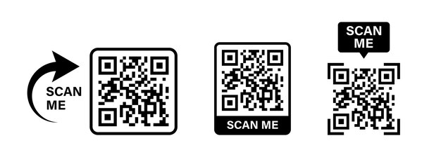 QR code silhouettes Scan me icons set