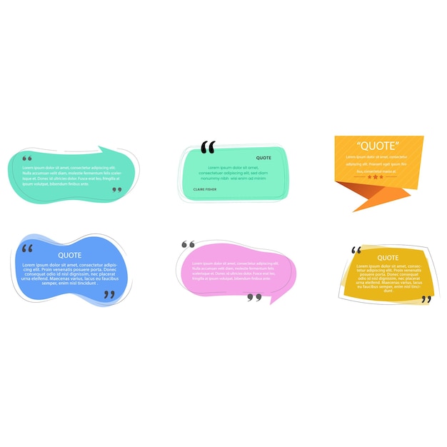 quote box frame bubble speech retro vintage color set premium vector template collection