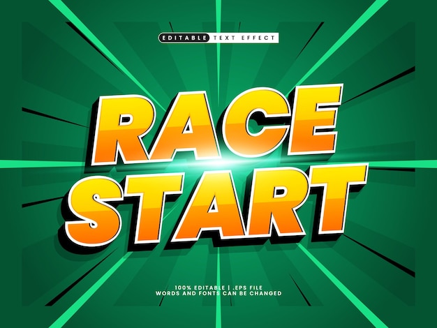 race start editable text effect in speed style