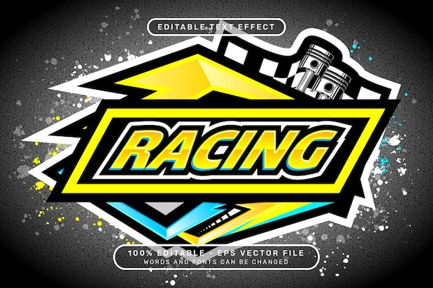 racing 3d text effect and editable text effect with colorful borders