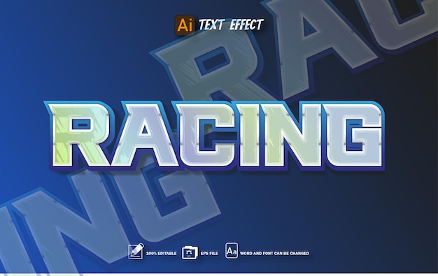 Racing text style editable text effect eps file