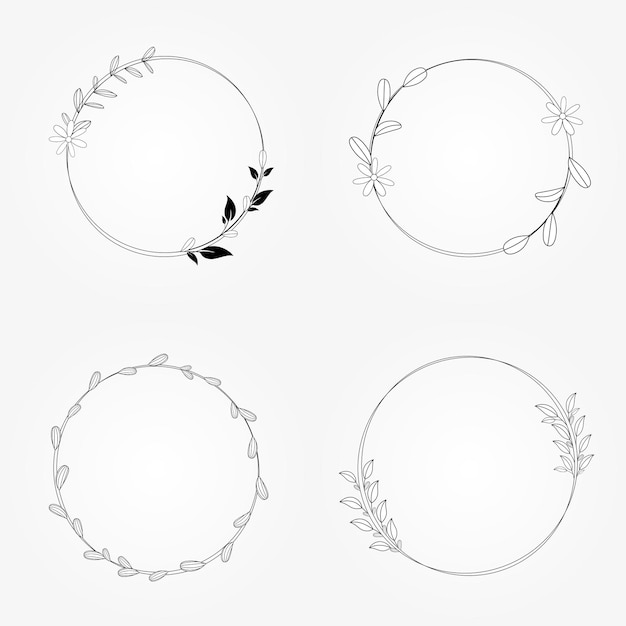 Radial frame botanical set vector