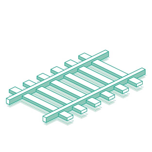 railway track isometric object isolated on white background railway icon for web design