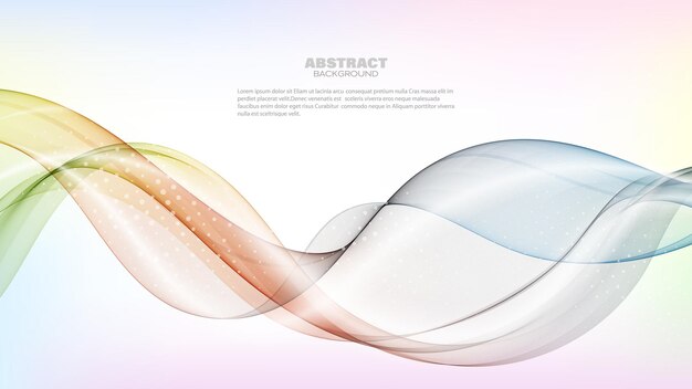 Rainbow horizontal transparent smoke wave with halftone effect on color background design element for banner poster brochure packaging