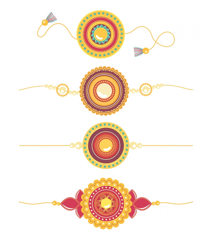 Vektor raksha bandhan, traditional bracelets creative relationship brothers and sisters indian