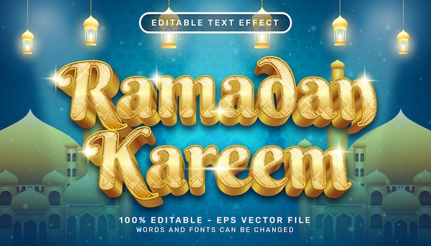 ramadan kareem 3d text effect and editable text effect whit mosque and islamic background
