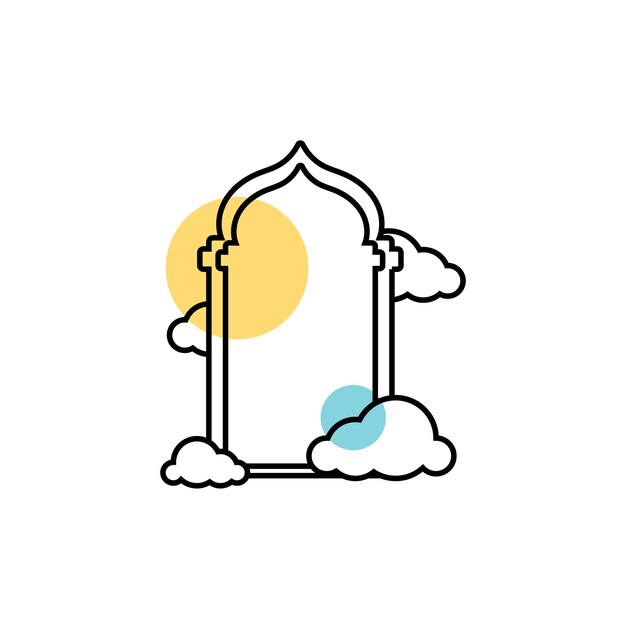 Ramadan Kareem frame with clouds icon