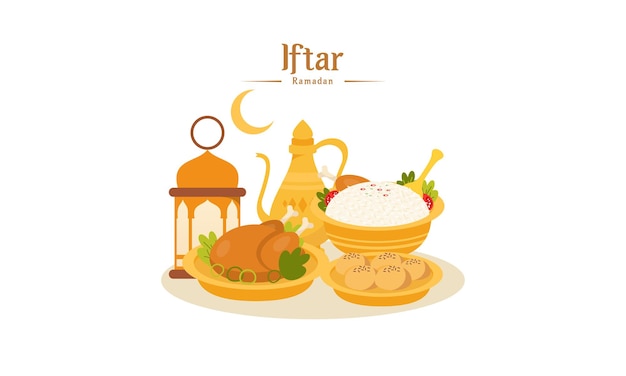 Ramadan Kareem med Iftar Fastende Mat Illustrasjon