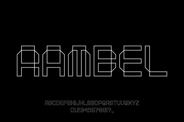 rambel font line outline vector uppercase pixel bit futuristic scifi