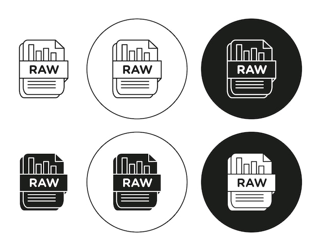 raw data icon set in thin line outline style raw data linear vector sign