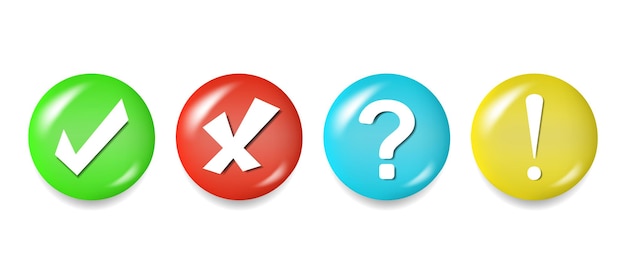 Realistic 3D Icons of Approval and RejectionMinimalist Style 3D Buttons for Acceptance and Rejectio