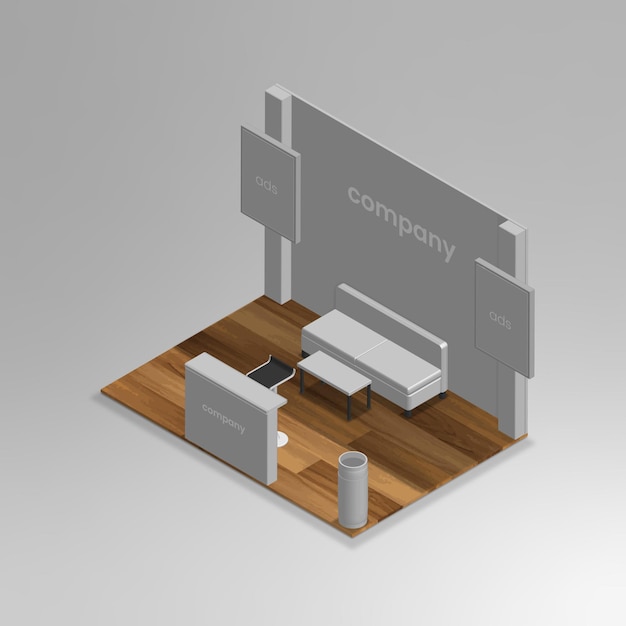 realistic 3d isometric exhibiton stand