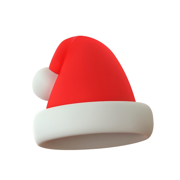 Realistic 3d santa claus hat cartoon style isolated on white background Merry Christmas and Happy New Year Vector illustration
