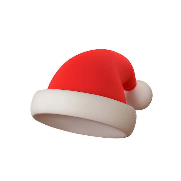 Realistic 3d santa claus hat cartoon style isolated on white background Merry Christmas and Happy New Year Vector illustration