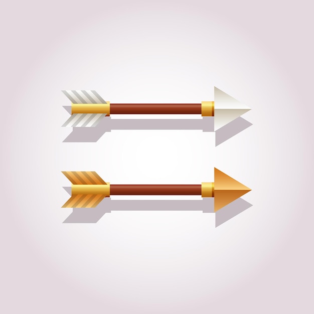 realistic  arrows in two colors silver and gold. elements for game, web or design advertisign. vector