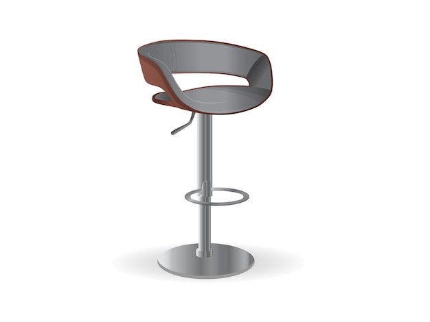 Realistic bar stool 3D bar chair Bar interior design concept isolated on white background