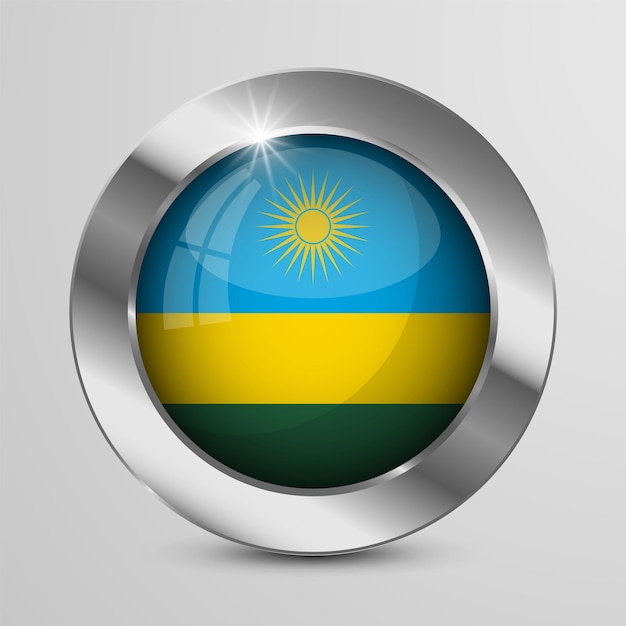 Realistic button with flag of Rwanda perfect for any use