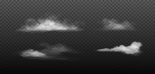 Realistic Cloud Set on Transparent Background