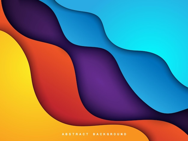 realistic colorful wavy paper cut abstract background