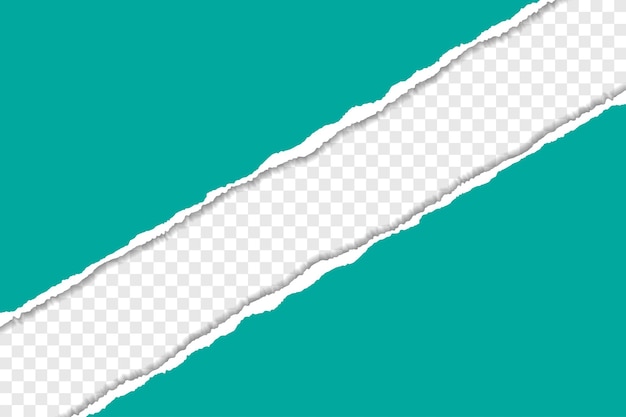 Realistic cyan torn paper edge with transparent background for creative layering