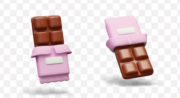 Realistic half opened chocolate bar Vector object illuminated at different angles
