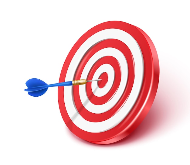 realistic icon isolated on white background red darts target and blue arrow